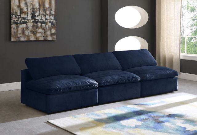Meridian Furniture Cozy Navy Velvet 117" Cloud Modular Armless Sofa-2