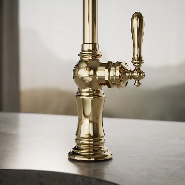 KOHLER® Artifacts® Vibrant French Gold Single-Handle High-Arc Kitchen Sink Faucet-3