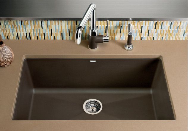 Front view of a Blanco undermount kitchen sink