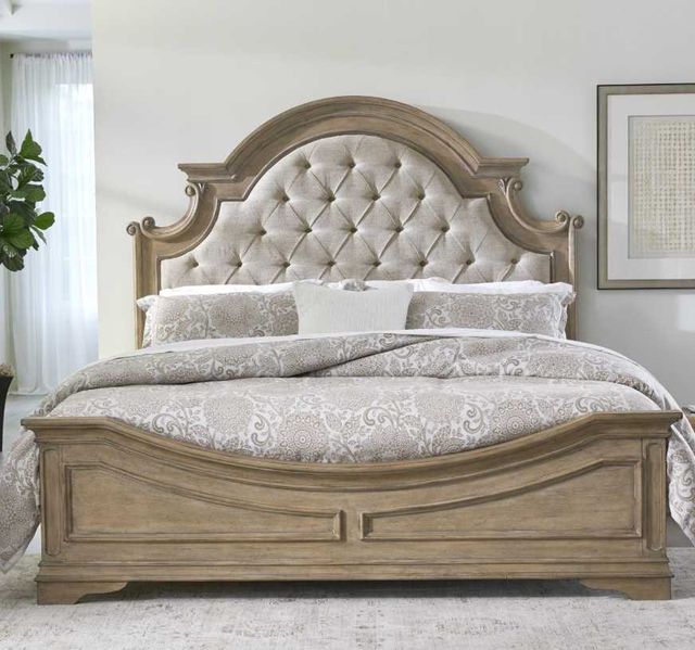 Liberty Furniture Magnolia Manor Taupe/Weathered Bisque California King Upholstered Panel Bed-1