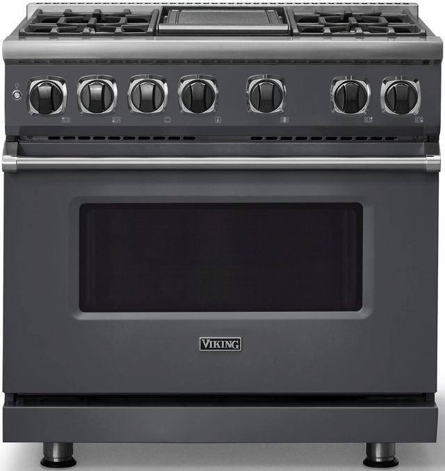 Viking® 7 Series 36" Cast Black Pro Style Dual Fuel Range with 12" Reversible Griddle-0