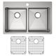Elkay Crosstown® Polished Satin 33" x 22" 1-Hole Equal Double Bowl Dual Mount ADA Sink Kit-4