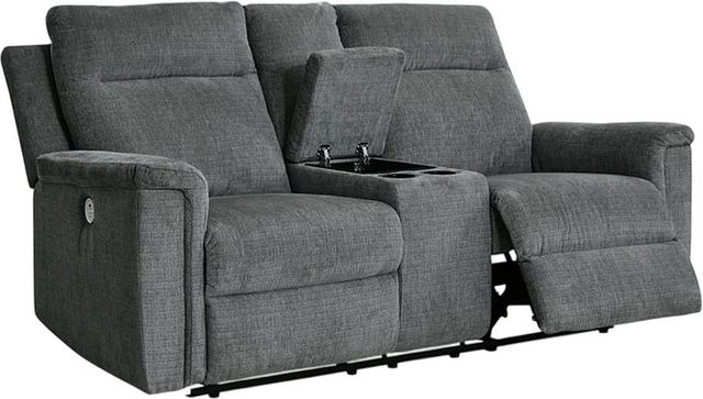 Signature Design by Ashley® Barnsana Gravel Power Reclining Loveseat with Console-1