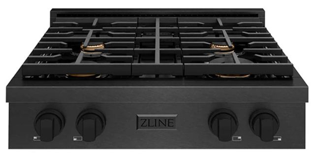 ZLINE Paramount 30" Black Satin Stainless Steel Gas Rangetop with 4 Brass Burners and Porcelain Cooktop -0
