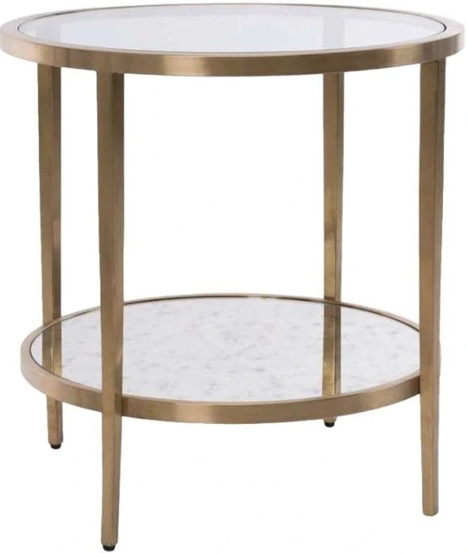 Decor-Rest® Furniture LTD Belair Glass Top End Table with Brass Base