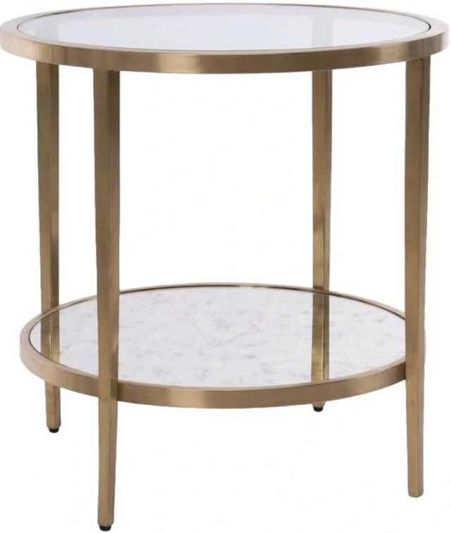 Decor-Rest® Furniture LTD Belair Glass Top End Table with Brass Base-0
