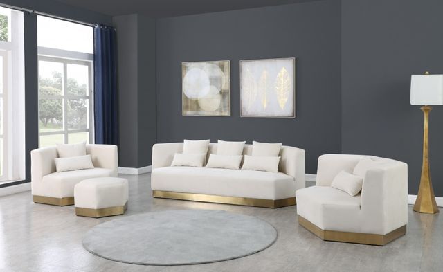 Meridian Furniture Marquis Cream Velvet Ottoman-3