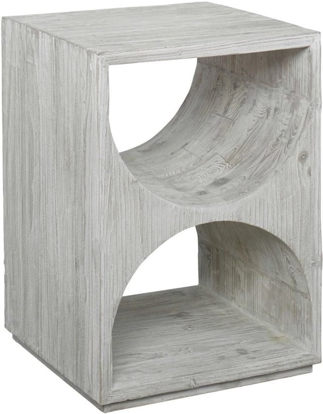 Uttermost® Hans Distressed Ivory Side Table-0