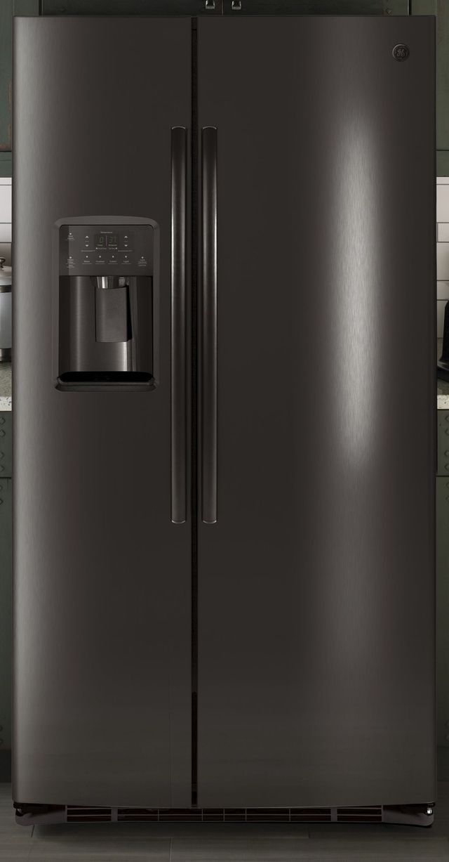 GE® 25.3 Cu. Ft. Side-by-Side Refrigerator-Black Stainless Steel-1