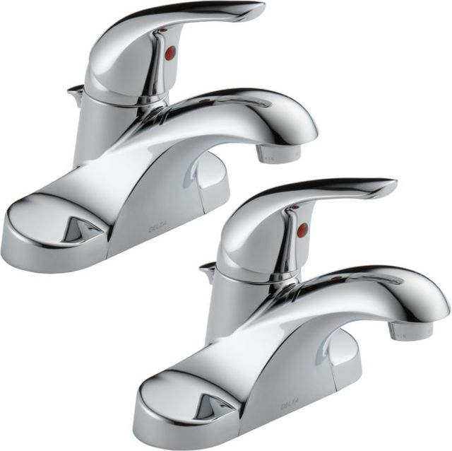 Delta Foundations® 2-Piece Chrome Single Handle Centerset Bathroom Faucet Set-0