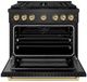 ZLINE Autograph Edition Paramount 36" 5.2 cu. ft. Black Satin Stainless Steel Dual Fuel Range with Champagne Bronze Accent-1