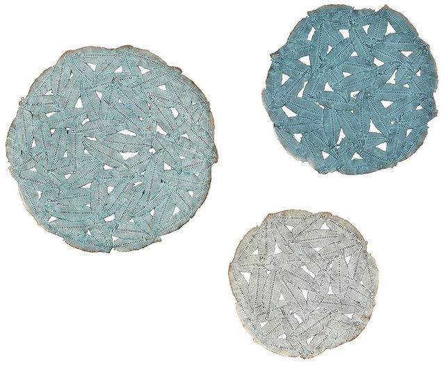 Olliix by Madison Park Blue Set of 3 Rossi Blue Iron Painted Wall Decor-0