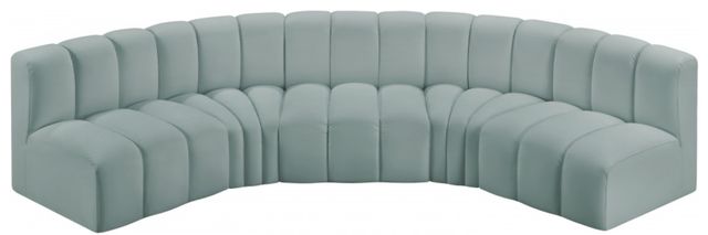 Meridian Furniture Arc 5-Piece Mint Green Vegan Leather Sectional-1