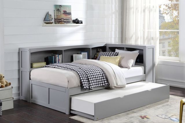 Homelegance® Orion Gray Youth Twin Bookcase Corner Bed with Trundle-1