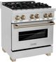 ZLINE Autograph Edition 30" Stainless Steel Pro Style Dual Fuel Range with Champagne Bronze Accents-4