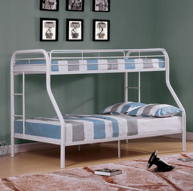Furniture of America® Finnerty White Metal Twin/Full Bunk Bed-1
