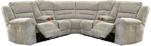 Signature Design by Ashley® Family Den 3-Piece Pewter Power Reclining Sectional with Console-0
