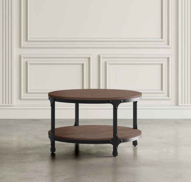 Jofran Inc. Urban Nature Brown Round Cocktail Table with Black Frame-3