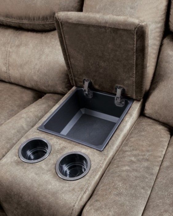 Homelegance® Bastrop Brown 79'' Double Manual Glider Reclining Loveseat with Center Console-4