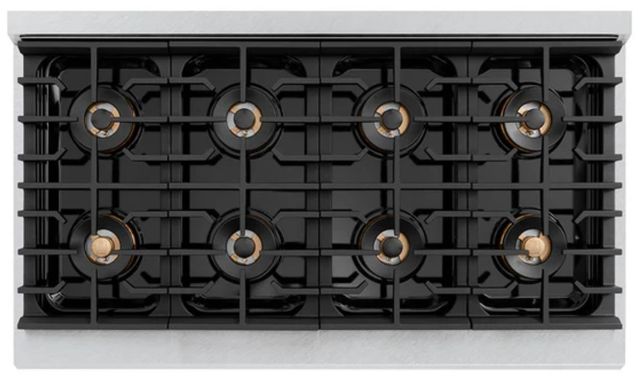 ZLINE Autograph Edition Paramount 48" 6.7 Cu. Ft. Satin Stainless Steel Gas Range with 8 Burner DuoPro™ Cooktop, Dual Ovens, White Matte Doors and Champagne Bronze Accents-2