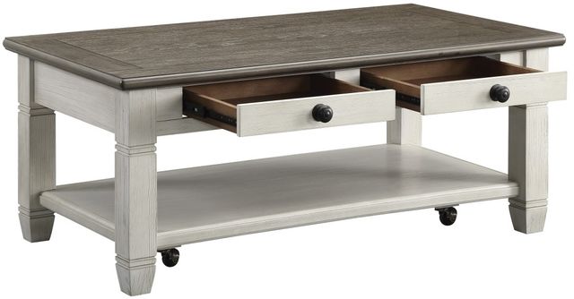 Homelegance® Granby Antique White Cocktail Table with Rosy Brown Top -3