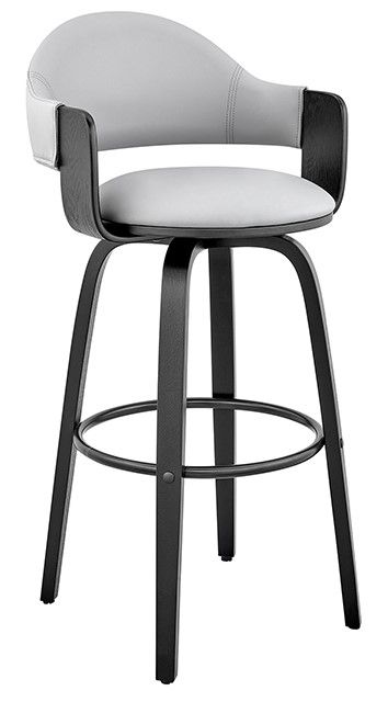 Armen Living Daxton Gray/Matte Black 30" Bar Stool-0