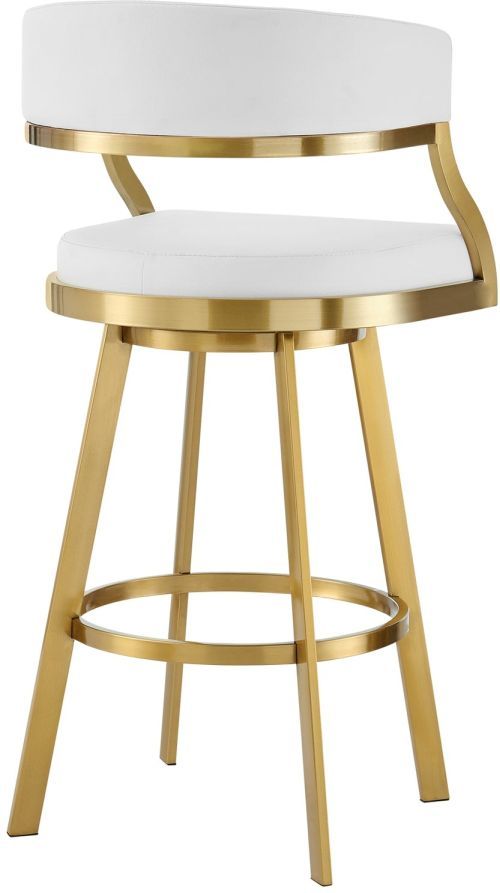 Armen Living Saturn Gold/White Swivel Bar Stool-4