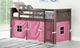 Donco Kids Barn Door Pink/Brushed Shadow Youth Twin Low Loft with Tent Kit-1