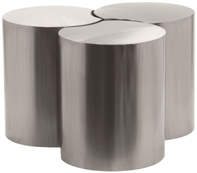 Meridian Furniture Dimple 3-Piece Brushed Silver 20" Modular Nesting Table Set-0