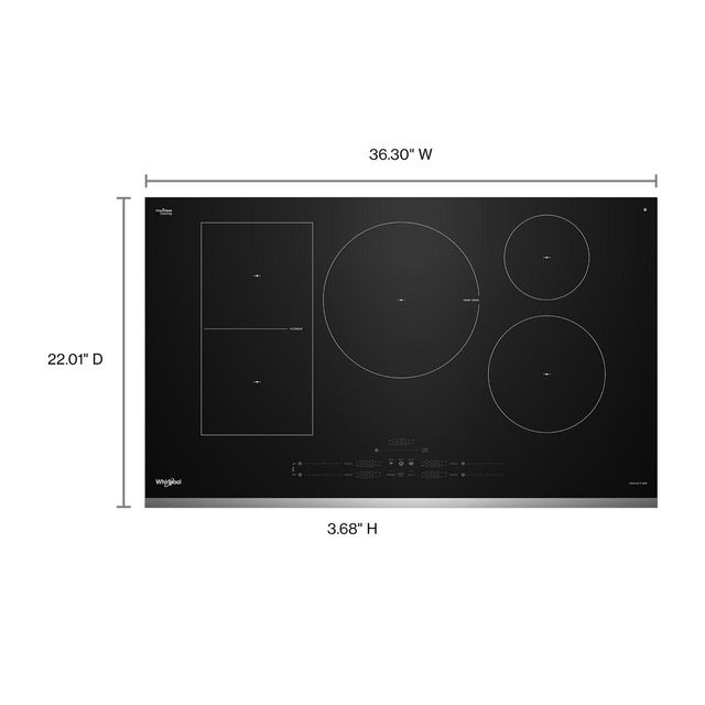 Whirlpool 36" Black/Stainless Steel Intelligent Induction Cooktop with Temp Cook™ Technology and WipeClean™ Coating-12