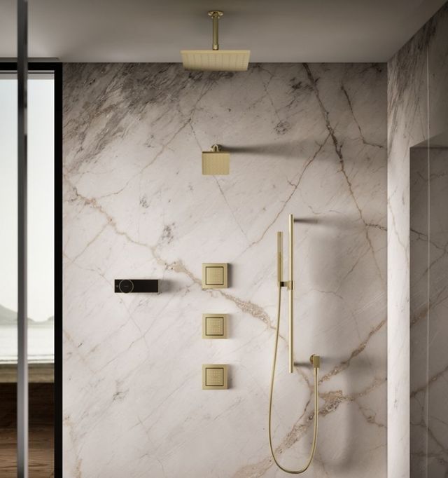 KOHLER® WaterTile® Vibrant French Gold 2.5 GPM Square 22-Nozzle Single-Function Body Spray-3