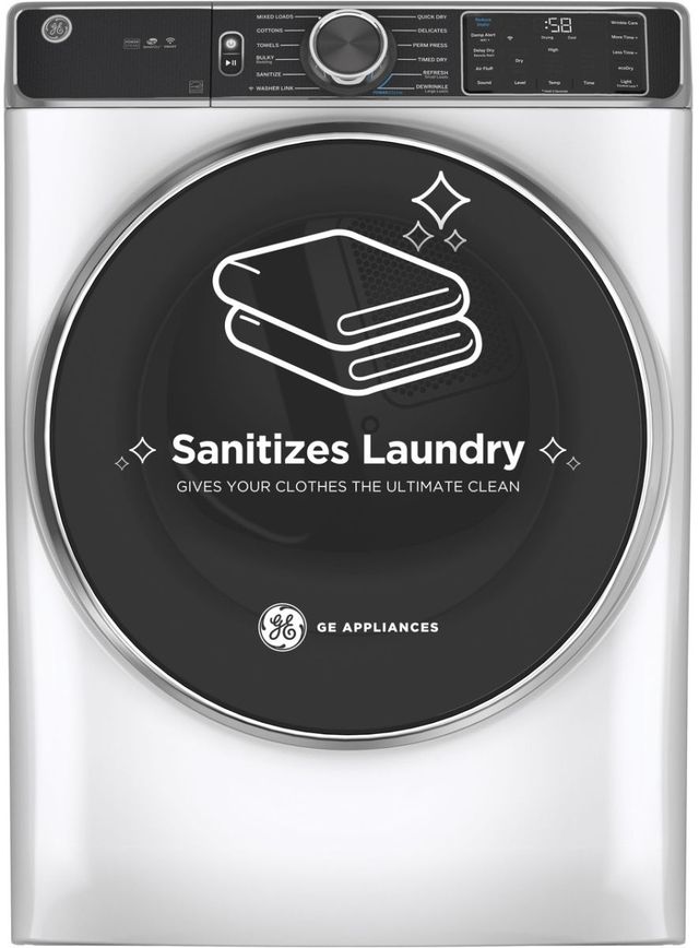 GE® 7.8 Cu. Ft. White Smart Front Load Gas Dryer-3