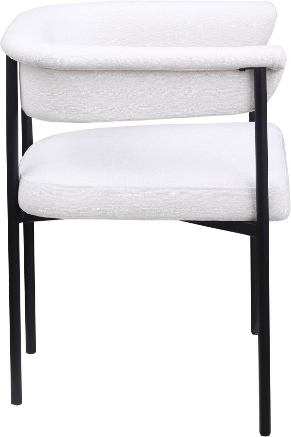 Meridian Furniture Malin Cream Linen Textured Upholstered Dining Arm Chair-2