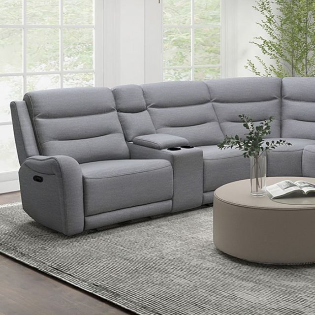 Furniture of America® Matthias 5-Piece Gray Manual Reclining Sectional-1