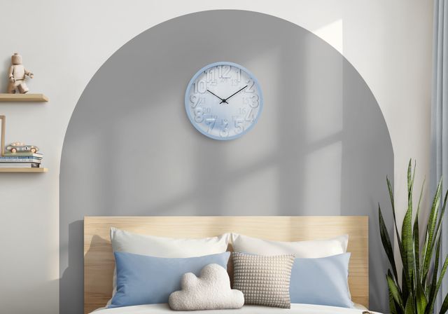 Monarch Specialties Inc. Blue 12" Wall Clock with White Numbers and 24-Hour Format-1