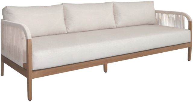 Meridian Furniture Maui Cream Aluminum/Fabric/Wooden Outdoor Sofa-0
