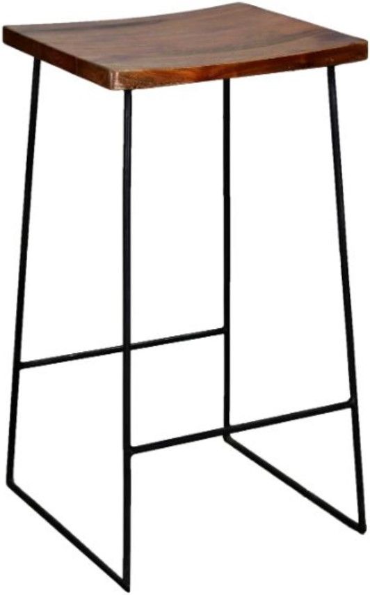 Jaipur Furniture Ravi Range Brown Wooden Top Iron Stand Bar Stool-0