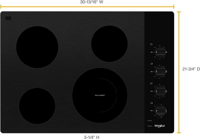 Whirlpool® 30" Black Electric Cooktop-1