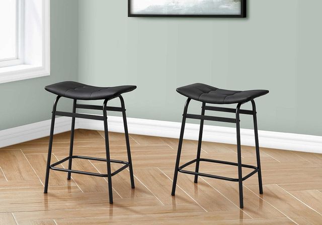 Monarch Specialties Inc. 2-Piece Black 24" Upholstered Counter Height Stools Set-1