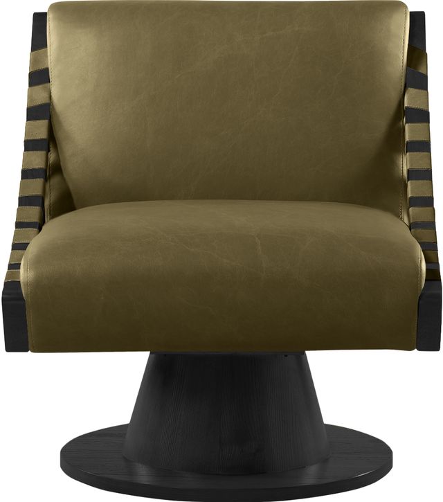 Meridian Furniture Millwin Olive/Black Vegan Leather Swivel Accent Chair-1