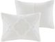Olliix by Madison Park White Full/Queen Pacey 3 Piece Tufted Cotton Chenille Geometric Duvet Cover Set-1