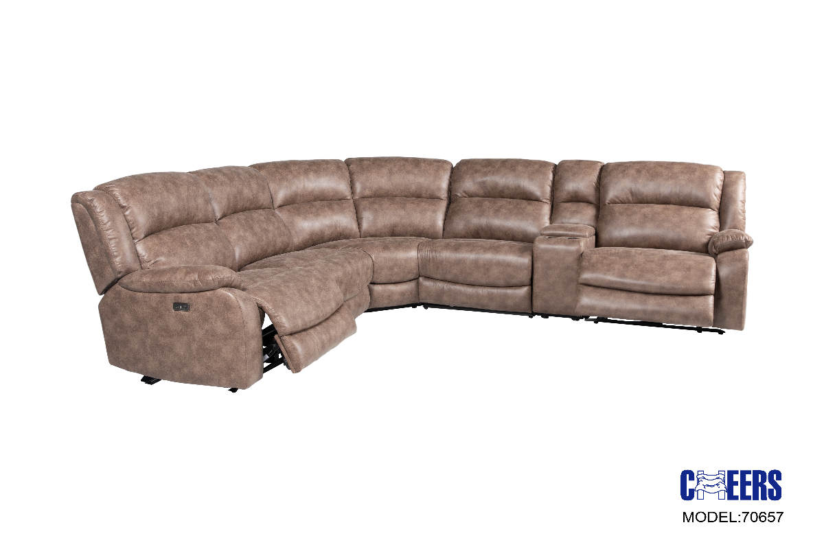 retailer リテイラー　
伸縮ポール &
美良品 ポールケース Cheers Light Brown Leather 6 Piece Power Reclining Sectional