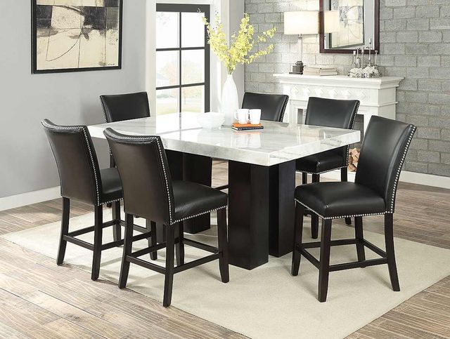 Steve Silver Co. Camila 54" Square White Marble Top Counter Height Table-2