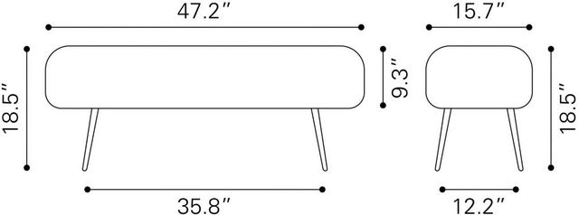 Zuo® Modern Creek Glitter Black Bench-2