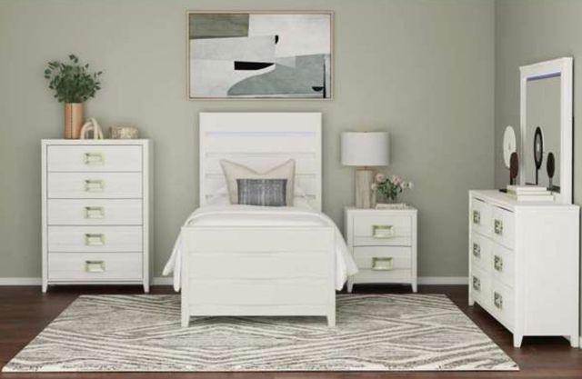 Elements International Tobias White Nightstand with USB-1