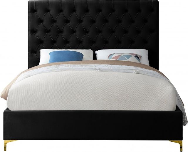 Meridian Furniture Cruz Black Velvet Full Bed-1