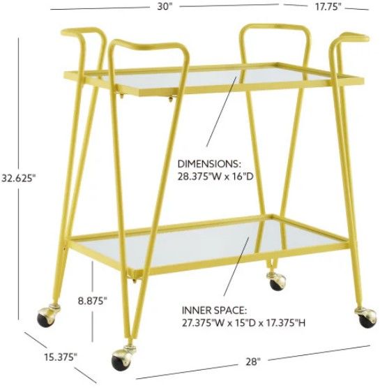 Linon Ellie Yellow Bar Cart-2