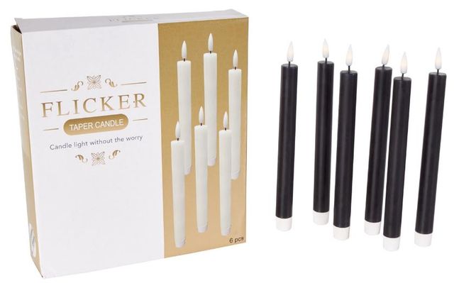 Deco Marche 6-Piece Black 10" Wax Flameless Candle with Remote Control Set-1