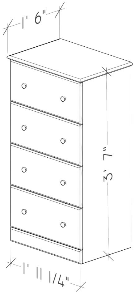 Perdue Woodworks Essential Brown/Gray 23" 4-Drawer Chest-2