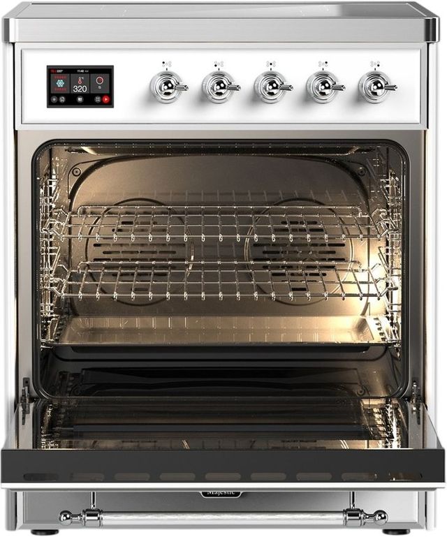 Ilve® Majestic III 30" White Pro Style Induction Range with Triple Glass Door and Chrome Trim-1